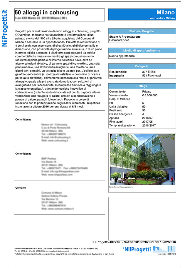 notizia 50 alloggi in cohousing Milano